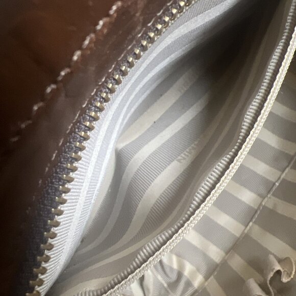 Brahmin Ostrich Arden Convertible Shoulder Satchel Golden Brown Crossbody - Picture 12 of 16